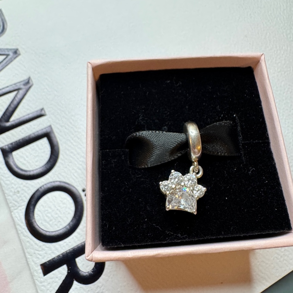 Pandora CZ paw print dangle Charm